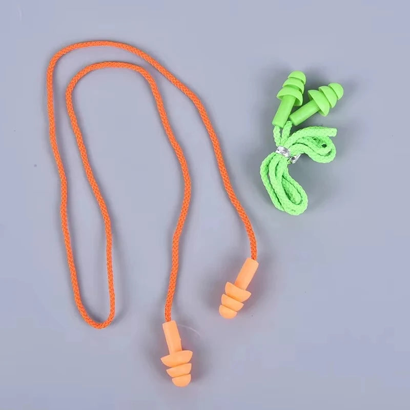 1 Pc Silicone Ear Plugs Sleep Earplugs Noise Reduction Swimming Earplugs With Rope For Diving Underwater Ear Plugs
