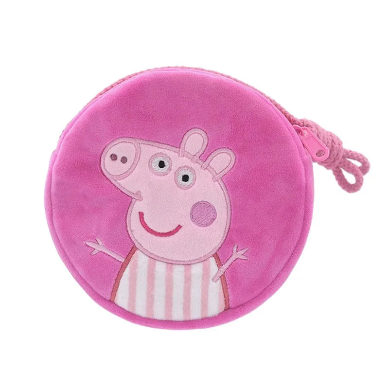 16cm/6.29in Peppa Pig Figure Plush Rounded Backpack Toys George Kindergarten Cartoon Shoulder Bag Coin Purse Children's Gift