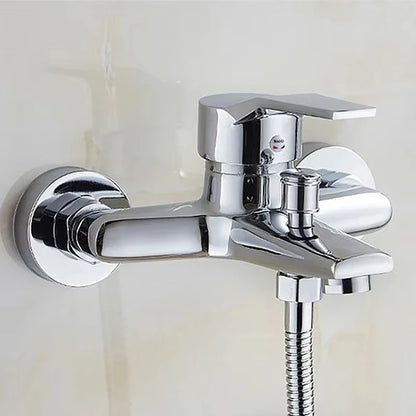 Zinc Alloy Basin Faucets Chrome Wall Mounted Hot Cold Water Dual Spout Mixer Tap For Bathroom Splitter Bath Shower Basin