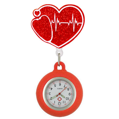 Hospital Health Care Shiny Heart Medical Icons Cartoon Lovely Nurse Doctor Clip Pocket Watches Hang Clock Gift Watch