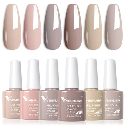 Venalisa HEMA TPO FREE Nail Gel Polish Glitter Gorgeous Full Coverage Soak Off UV LED French Nail Jelly Pink Nude Collection