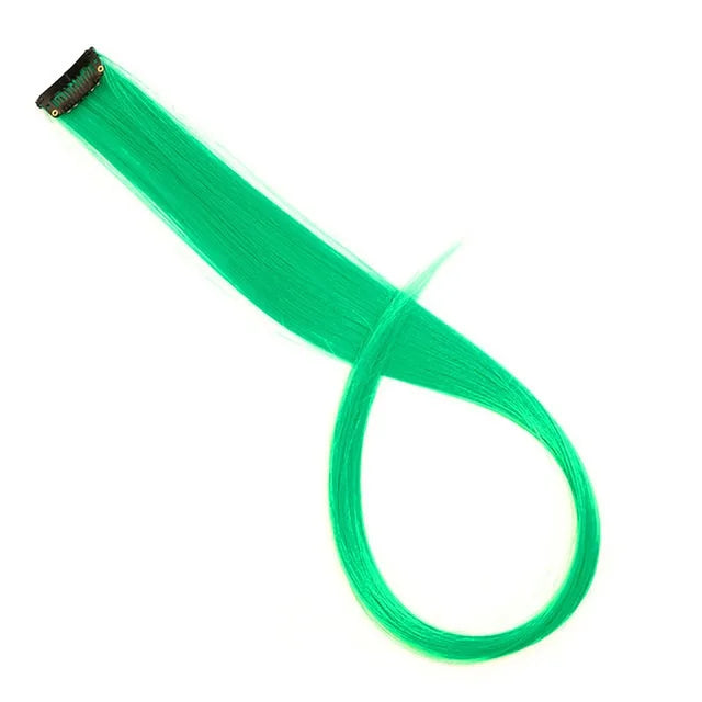 5PCS 22Inch Synthetic Long Straight Hair Clips Rainbow Hair Extension Colored Red Green Blue Hairpiece for Women