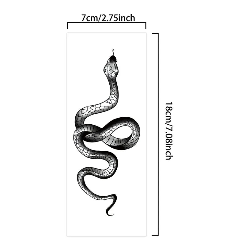 1Pc Snake Temporary Tattoo Sticker, Long-lasting and Waterproof, Realistic Fake Tattoos for Man and Women, For Arm, Leg.