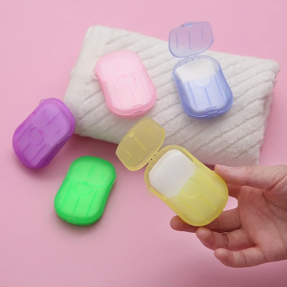 20/60/100Pcs Travel Soap Paper Disposable Boxe Mini Sheet Soap Washing Hand Kitchen Bathroom Supplies Outdoor Camping Paper Soap