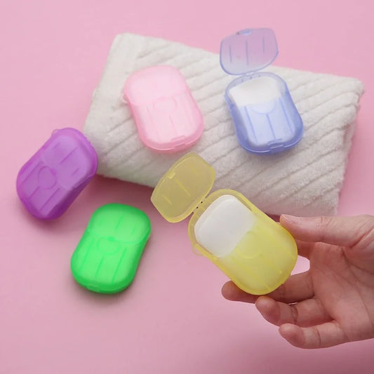 20/60/100Pcs Travel Soap Paper Disposable Boxe Mini Sheet Soap Washing Hand Kitchen Bathroom Supplies Outdoor Camping Paper Soap