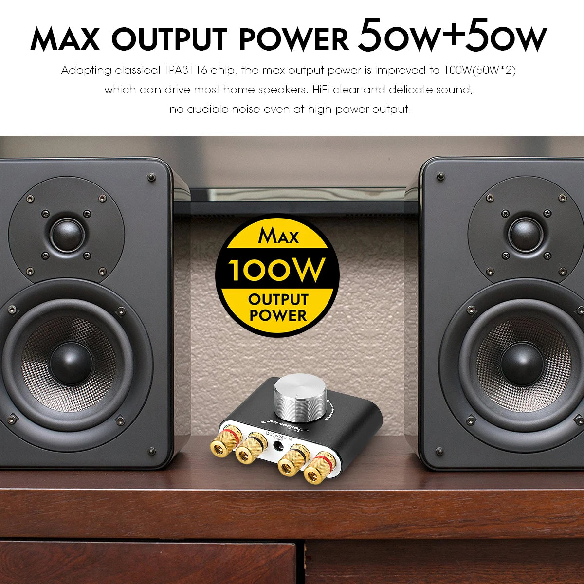 Nobsound Mini Bluetooth 5.0 TPA3116 Digital Amplifier Hifi Stereo Audio Receiver Power Amp 50W+50W Car Sound Amplifiers