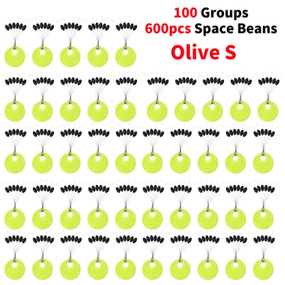 60pcs 10/20 Group Set Rubber Silicon Space Bean Sea Carp Fly Fishing Black Rubber Oval Stopper Fishing Float Fishing Bobber Part