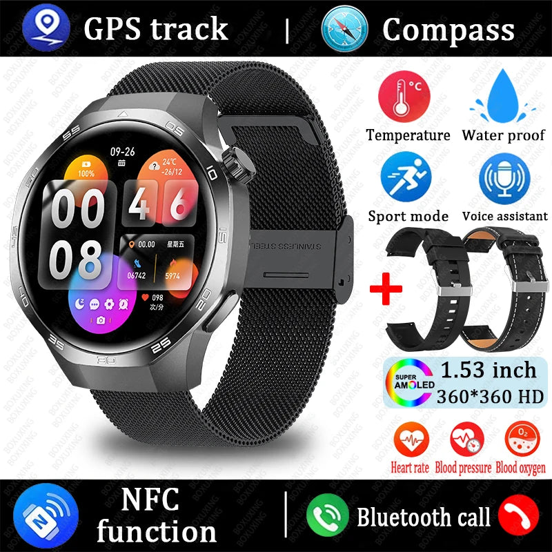2025 New Watch 5 MAX Smart Watch HD AMOLED Screen NFC GPS Tracker Bluetooth Call Waterproof Sports Health Smartwatch Men Women