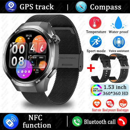2025 New Watch 5 MAX Smart Watch HD AMOLED Screen NFC GPS Tracker Bluetooth Call Waterproof Sports Health Smartwatch Men Women