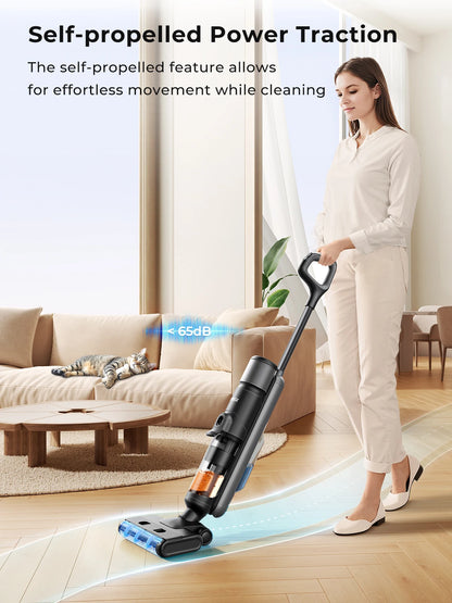 Laresar M3 Cordless Wet Dry Vacuum Cleaner Mop, Edge Cleaning 55min Auto Suction Floor Washer Self-Cleaning Smart Home Appliance