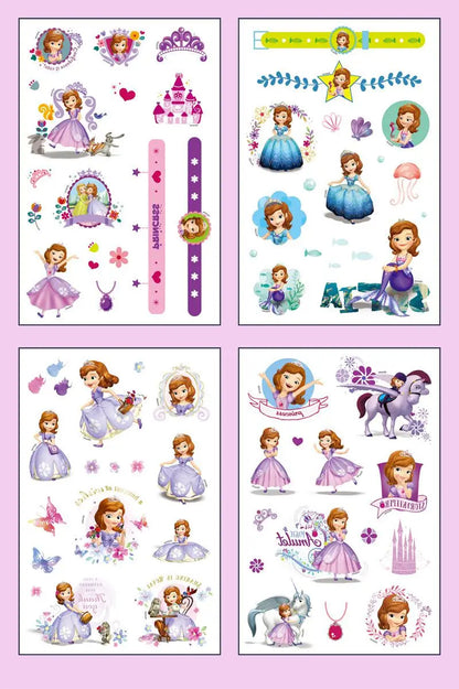 4Pcs/set Disney Avengers Tattoo Stickers Waterproof Original Princess Sofia Sticker Birthday Party Supplies Decoration Gifts