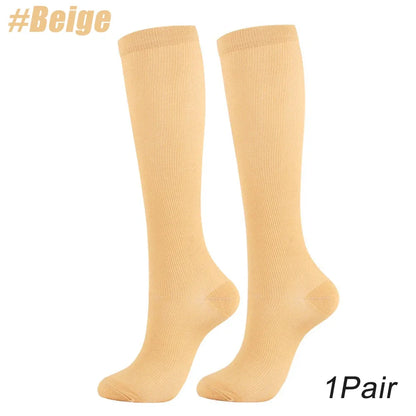 1Pair Copper Fiber Compression Socks Men's Women's Outdoor Sports Socks Happy Interesting Nylon Varicose Veins Diabetes Fitness