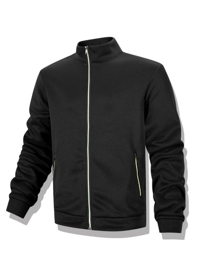 Men's Casual Sweatshirt Jackets Full Zip Up Cardigan Stand Collar Jacket Autumn Winter Male Outdoor Windproof Warm Coat
