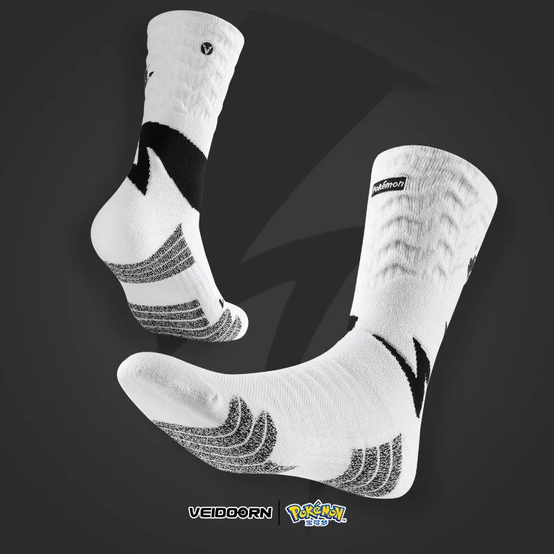 Veidoorn High Quality Sport Socks for Men Mid Calf Length Running Basketball Socks Thicken Non Slip Camping Cycling Stocking