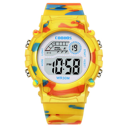2023 New Boys Sports Military Kids Digital Watches Student Childrens Watch Fashion Luminous LED Alarm Camouflage Girls Clock