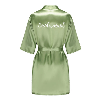 Satin Silk Robes Plus Size Wedding Bathrobe Bride Bridesmaid Mother Maid of Honor Gown Women Clothing Sleepwear Sage Green