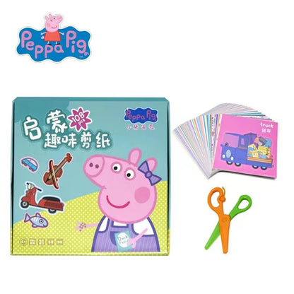 108pcs Peppa Pig Funny Paper Cuttings Origami Handmade Children's Colored Paper Kinder garten Learn Cartoon Baby Puzzle Toy Gift