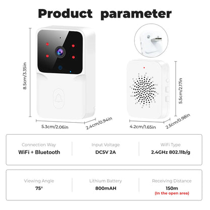 Tuya WiFi Video Doorbell Wireless HD Camera IR Alarm Security Smart Home Door Bell WiFi Intercom for Home with Black or White