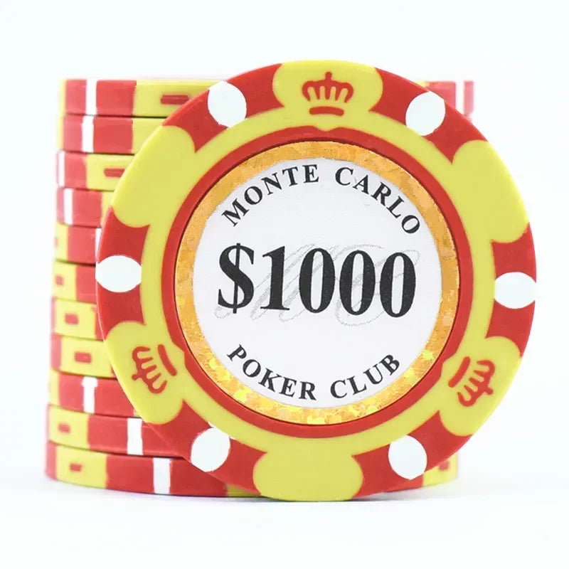 Monte Dollar Carlo Coins 10pcs Golden Clay Poker Chips Casino Coins 14gram Clay Coin Poker Chips Entertainment