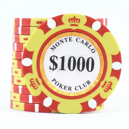 Monte Dollar Carlo Coins 10pcs Golden Clay Poker Chips Casino Coins 14gram Clay Coin Poker Chips Entertainment