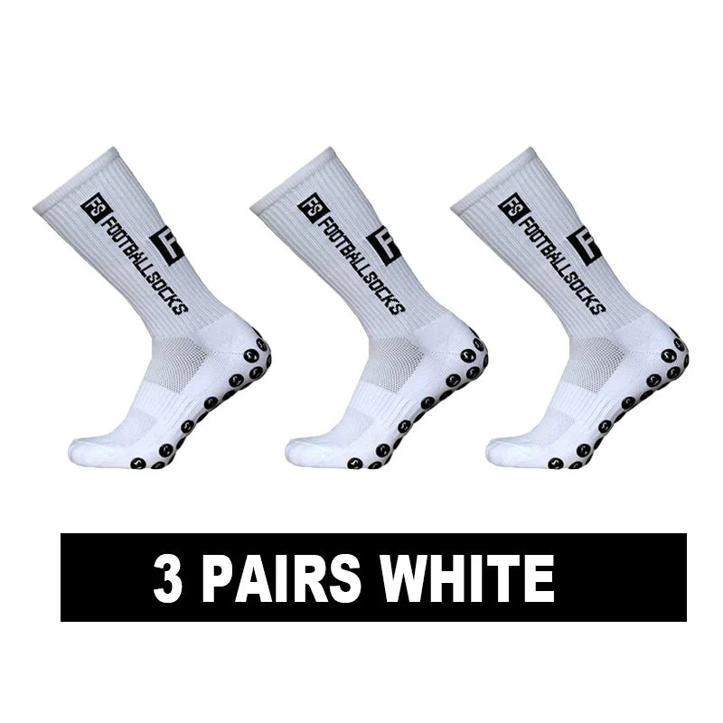 3/1Pair New Style FS Football Socks Round Silicone Suction Cup Grip Anti Slip Soccer Socks Sports Men Women Baseball Rugby Socks