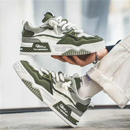 Men's Trendy Skate Shoes, Comfy Non Slip Casual Lace Up Sneakers For Men's Outdoor Activities