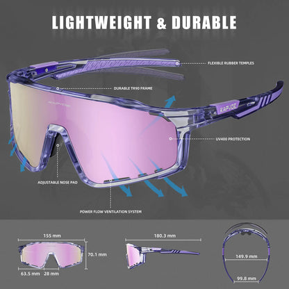 Kapvoe UV400 Cycling Sunglasses Men MTB Sport Glasses Outdoor Hiking Camping Goggles Women Road Bike Bicycle TR90 Frame 2023
