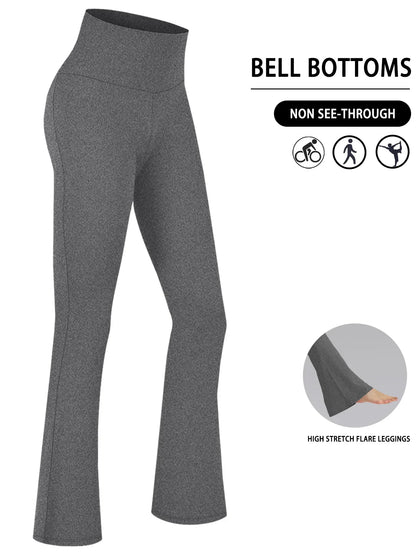 Women's Super Soft Flare Pants High Waisted Tummy Control Workout Yoga Leggings Bell Bottoms