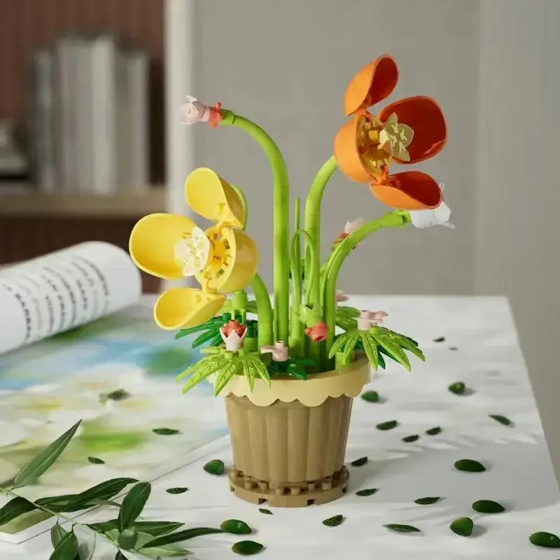 Mini Flower with Pot Micro Building Blocks Toys - Intricate Floral Details, Multiple Styles Available for Home and Office D¨¦cor