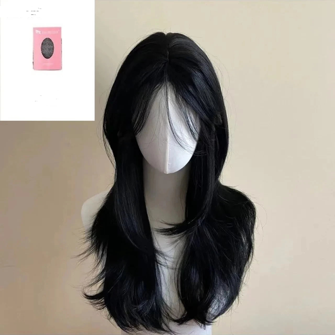 Ashely Black Wig Female Headband Body Wavy Rose Hair Net Models in French Bangs High Quality Simulation Hair Synthetic Wig 가발
