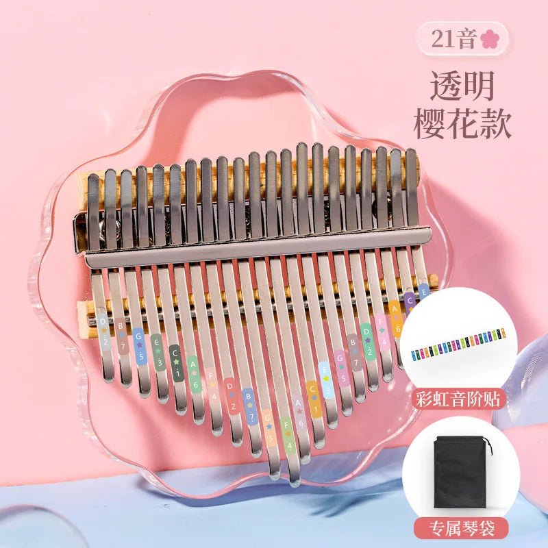 HLURU Kalimba 17 21 Key Thumb Piano Crystal Acrylic Kalimba 17 21 Key Finger Piano For Beginners And Child Keyboard Instrument