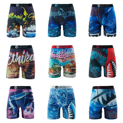 ETHIKA 1Pcs Men Underwear Sexy Boxershorts Breathable Mens Trunks Plus Size S-3XL Man Swimming Underpants Men's Panties Boxers