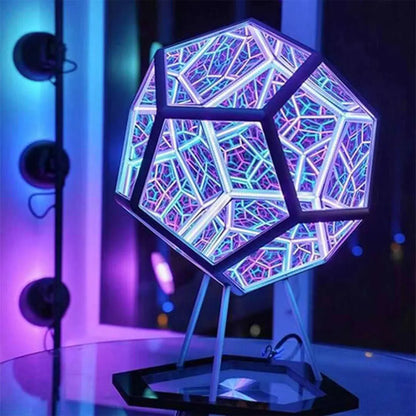 Novelty LED Night Light Creative Cool Space Infinite Dodecahedron LED Night Light Furniture Decoration Atmosphere Lamp