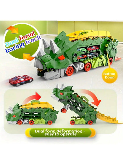 New product folding dinosaur Transporter Car Toys competitive game roll to eat & store die-cast cars£¨Come with2 Metal Cars£©