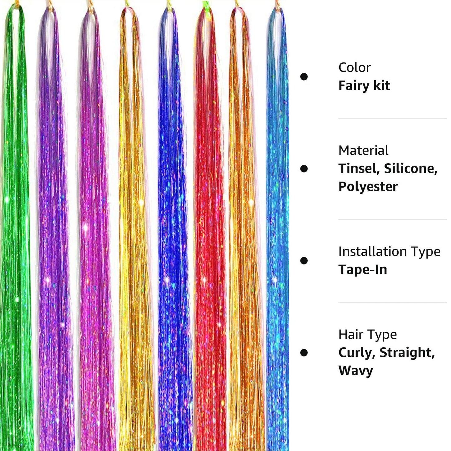 1 Pc Sparkle Shiny Hair Tinsel Hair Extensions Dazzles Women Hippie for Braiding Headdress Hair Braiding Tools Long 100cm