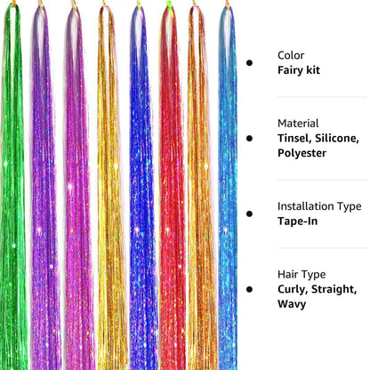 1 Pc Sparkle Shiny Hair Tinsel Hair Extensions Dazzles Women Hippie for Braiding Headdress Hair Braiding Tools Long 100cm