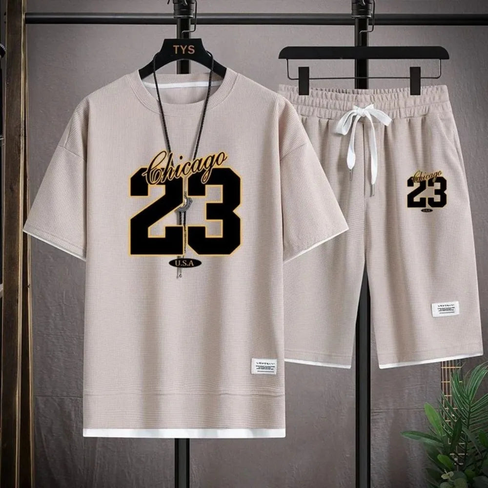 New high-quality men's Korean style comfortable and breathable round neck T-shirt summer digital fashion printed outdoor top