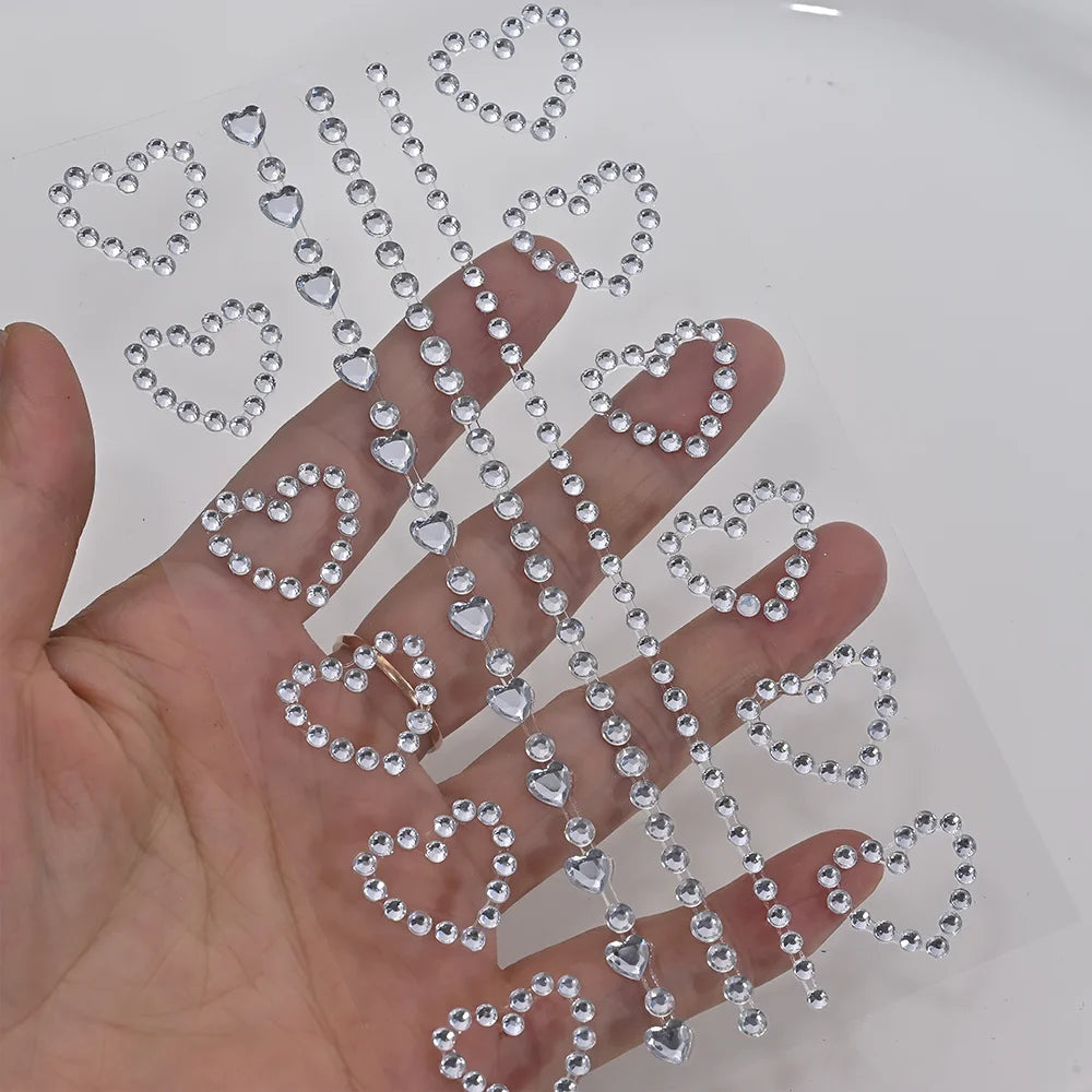 1Pcs 3D Hollow Star/Heart Face Gem Tattoos Stickers Self-Adhesive Crystal Jewelry Tattoo DIY Eye/Body Makeup Decor Rhinestones *