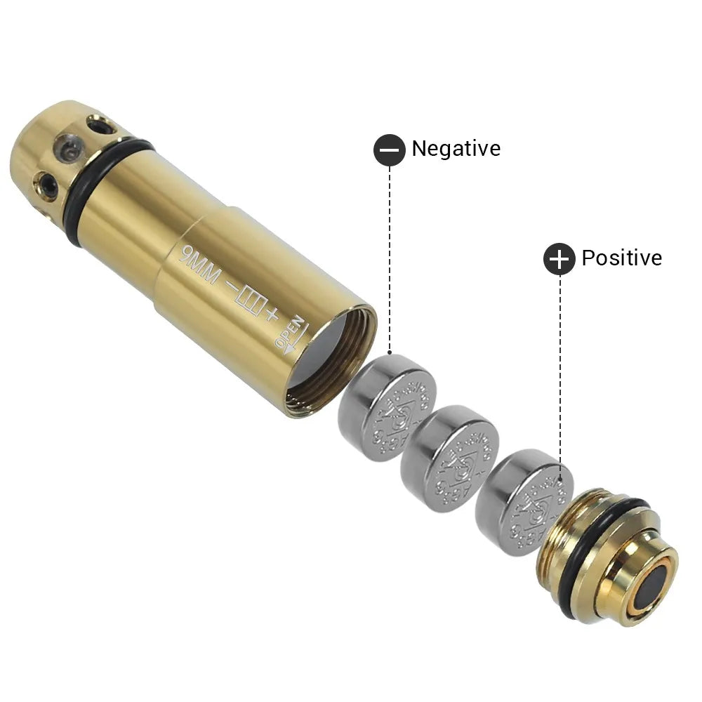 9x19mm Laser Training Bullet Laser Bore Sight 2 in 1 Dual-Purpose Boresighter Calibrator for Pistol Shooting Accessories