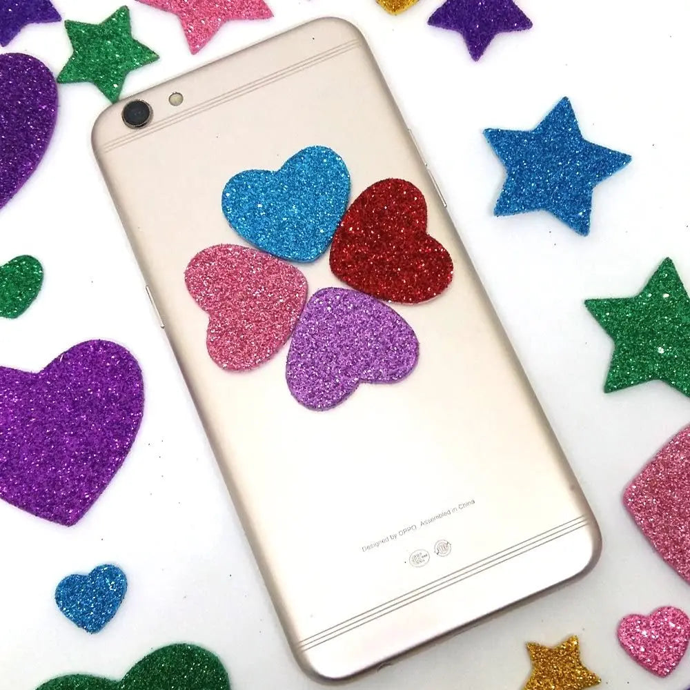 50/200pcs Color Flash foam Star Heart shaped Sticker Self Sticker Children's Reward Sticker Classic Toy Children's Gift