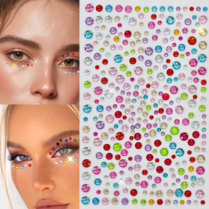 1Pcs 3D Colorful Face Jewels Tattoo Stickers 10Color Rhinestone Fake Tattoo Party Eyes Body Makeup Gem Self-adhesive DIY Sticker