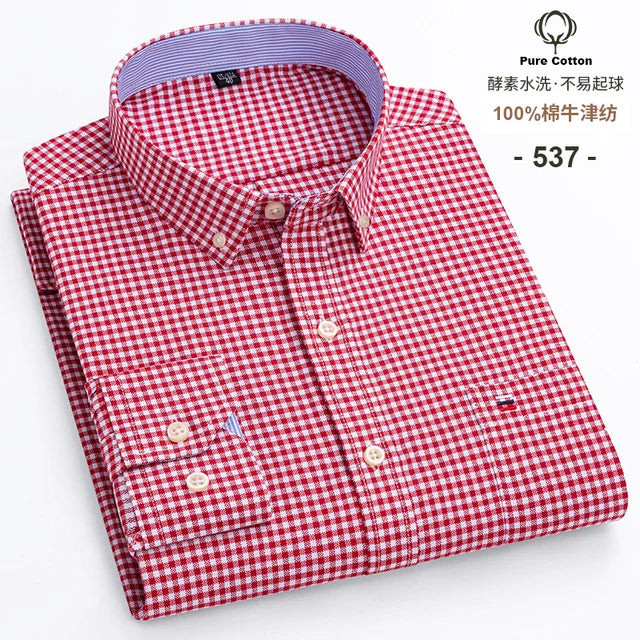 Plus 5XL 6XL Mens Oxford Shirts 100% Cotton Spring Long Sleeve Casual Business Formal Dress Shirt Regular Fit Social Man Clothes