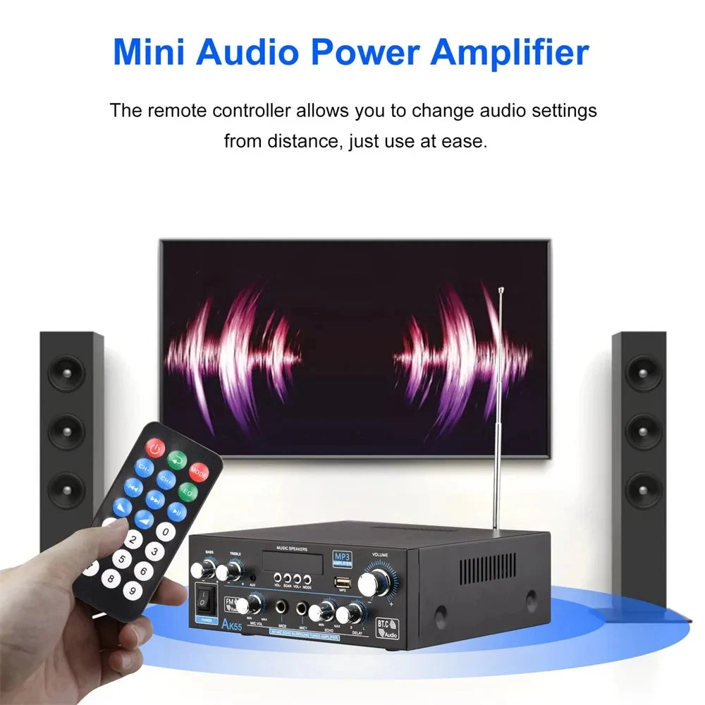 AK55 HiFi-Digitalverstärker Kanal 2.0 Bluetooth Surround Sound AMP Max Power 90Wx2 Lautsprecher für Heimauto BT 5.0 Audio AMP