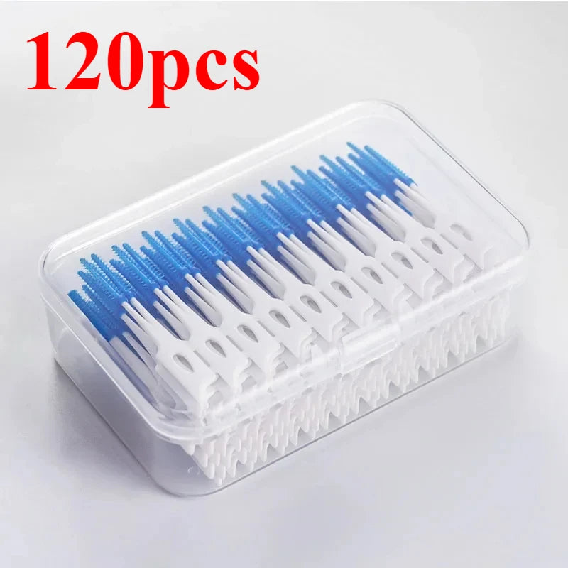 200/400pcs Interdental Silicone Brushes Dental Toothpicks Brush Between Teeth Silicone Toothpicks With Thread Oral Cleaning Tool