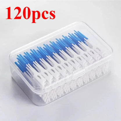200/400pcs Interdental Silicone Brushes Dental Toothpicks Brush Between Teeth Silicone Toothpicks With Thread Oral Cleaning Tool