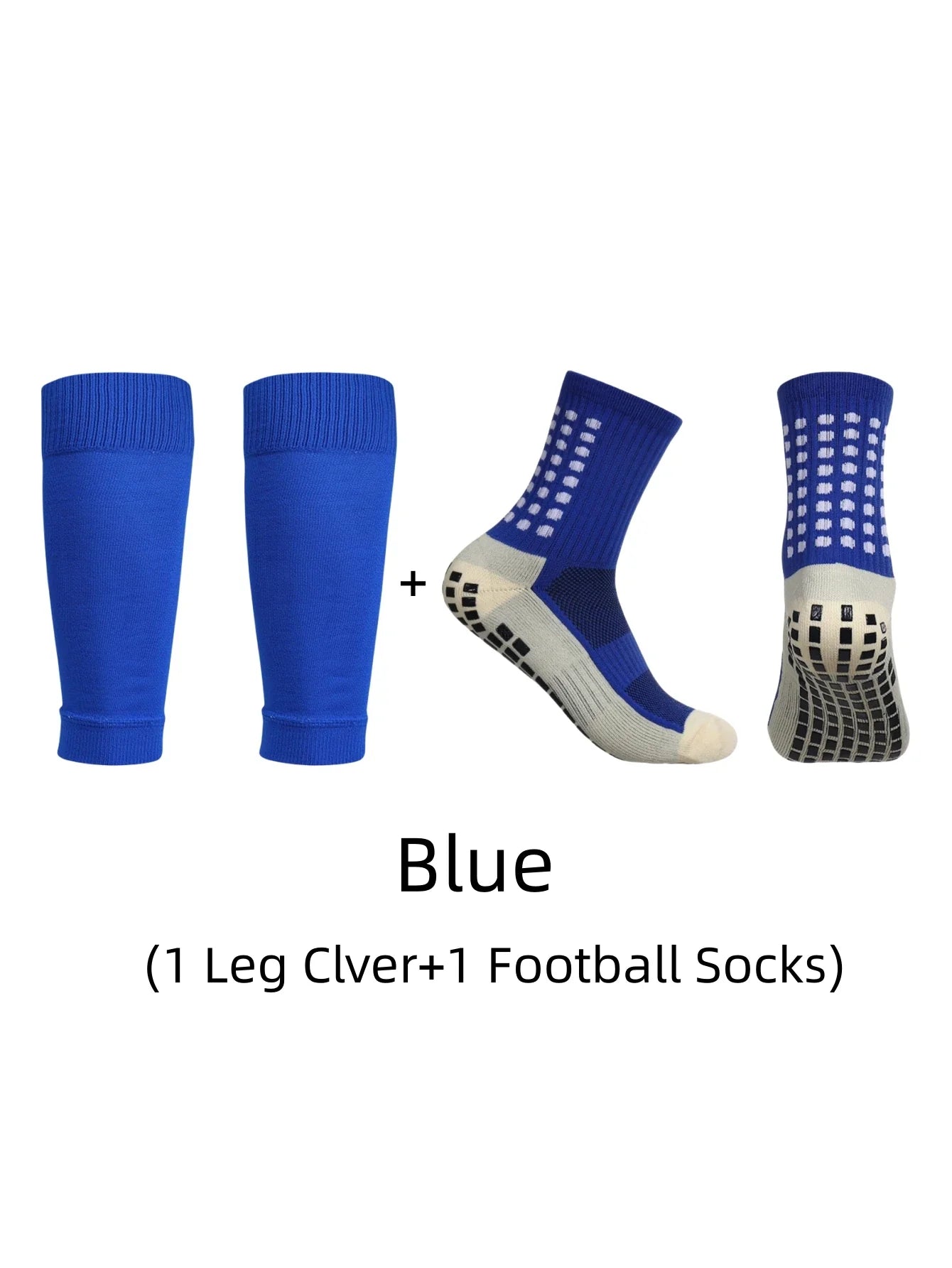 1 pair of combination classic glue point anti slip football socks and leg protection socks