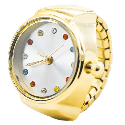 New Hot Sales Creative Diamond-Set Ring Watches With Alloy Cases, Finger Round Dials For Couples And Men