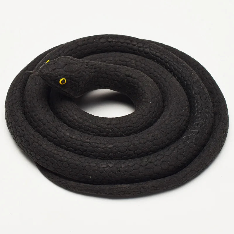 Soft Rubber Toy Snake Black Simulation Snake Realistic Halloween Garden Prank 80cm Prop Fake Snake Scary Intimidating Prank Toy