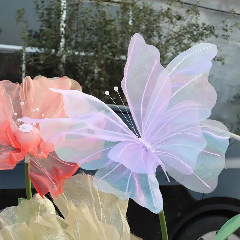 50 cm large 3D simulation butterfly, wedding festival decoration, large hanging hollow tulle fake butterfly
