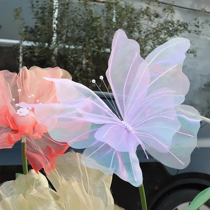 50 cm large 3D simulation butterfly, wedding festival decoration, large hanging hollow tulle fake butterfly